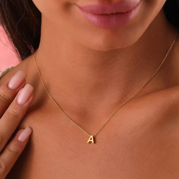 stainless steel Initial Necklace Gold  Color Cut Letters Single Name Choker Necklace For Women Pendant Jewelry Gift dropshipping - Image 2
