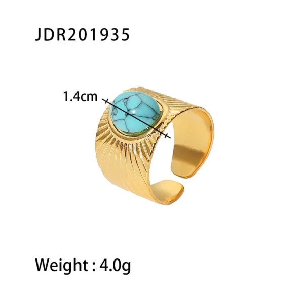 Youthway New Design Natural Stone Stainless Steel Ring Women Waterproof Stylish Golden Jewelry 2022 NEW Set - Image 2