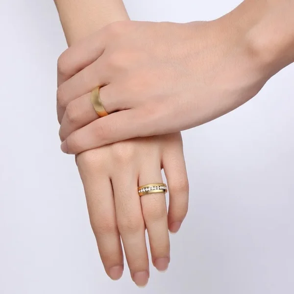 Vnox Gold Color Wedding Bands Ring for Women Men Jewelry Stainless Steel Engagement Ring Couple Anniversary Gift Amazing Price - Image 18