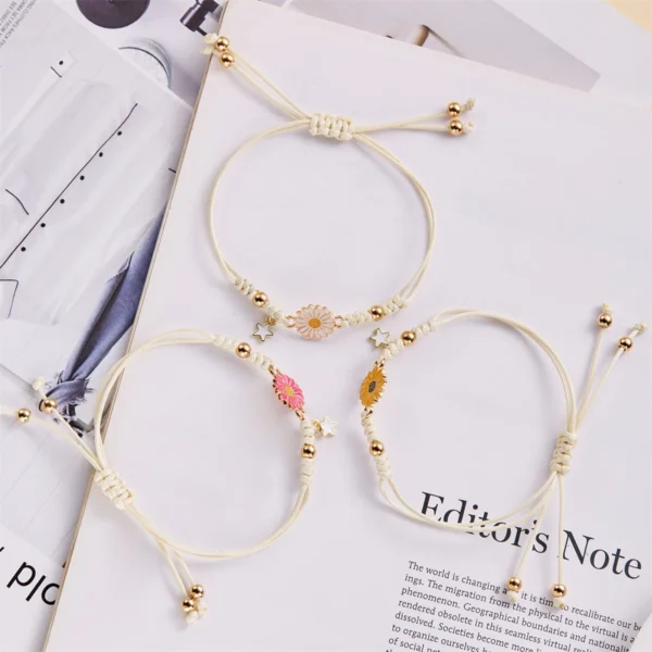 Simple Lucky Knot Sunflower Bracelets for Girls Kids Trendy Handmade Braided Colorful Daisy Flower Bracelet Friendship Gifts - Image 11