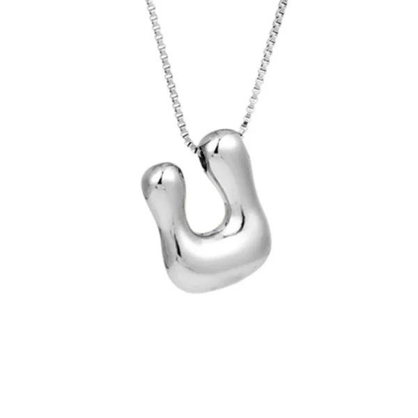 Creative A-Z Balloon Bubble Letter pendant Necklace for Women Silver Plated Chunky Initial Necklaces Jewelry Birthday Gift - Image 7
