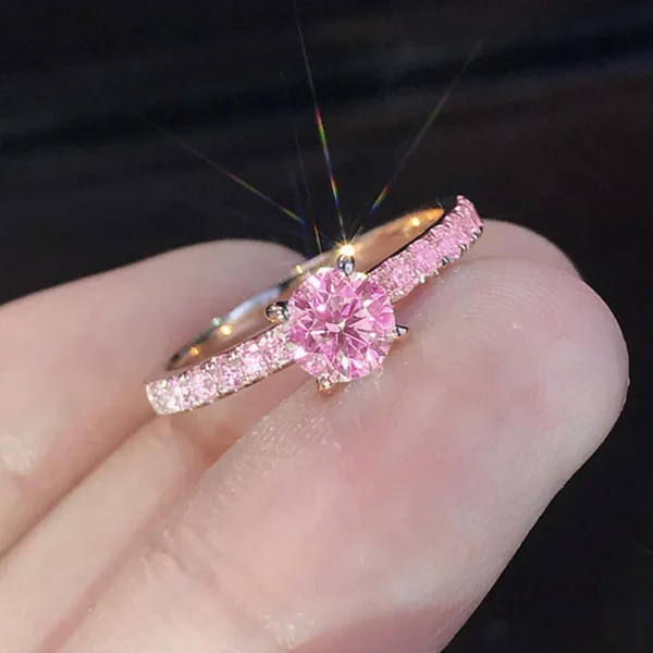 Dazzling Round Geometry Simple Silver Rose Gold Color Rings for Women Fashion Metal Inlaid Purple White Stones Ring Jewelry - Image 3